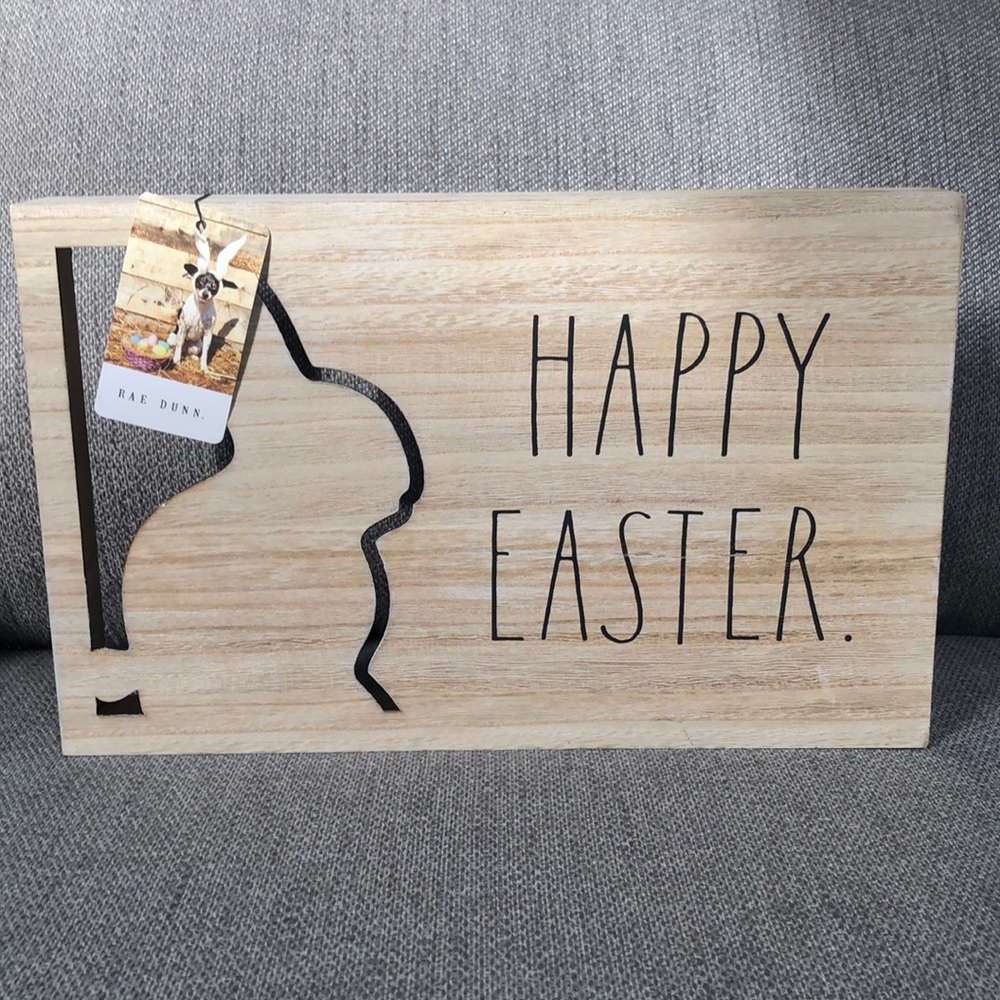 New Rae Dunn wood Happy Easter cutout bunny decor